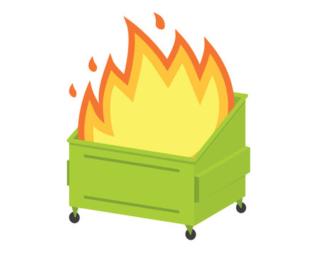 Dumpster fire icon. Clipart image isolated on white background