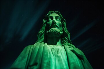 a tall male stature of stone created with Generative AI technology