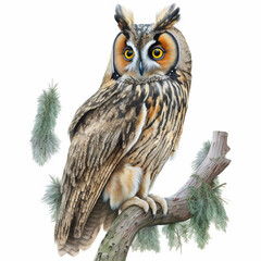 Obraz premium Eurasian eagle owl on branch