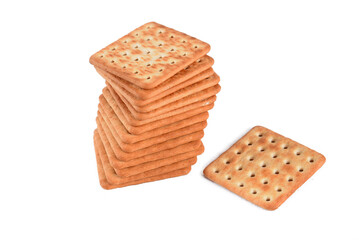 salt water cracker salty cracker unhealthy food isolated on white background with space for text