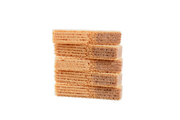 wafer filled with chocolate biscuit sweet junk food isolated on white background with space for text