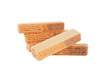 wafer filled with chocolate biscuit sweet junk food isolated on white background with space for text