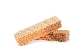 wafer filled with chocolate biscuit sweet junk food isolated on white background with space for text