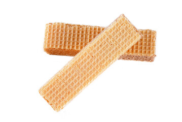 wafer filled with chocolate biscuit sweet junk food isolated on white background with space for text