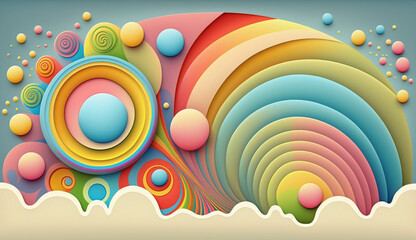 bright  groovy psychedelic retro background in pastel colors. generative ai