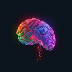 Human Brain 3D: colored light showing different parts, in the style of 3D