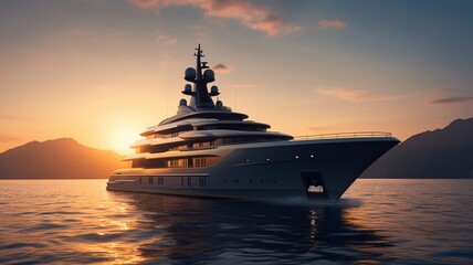 Fototapeta na wymiar Luxury yacht in the sea. Generative AI.