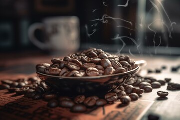 3D-model of coffee beans. Generative AI