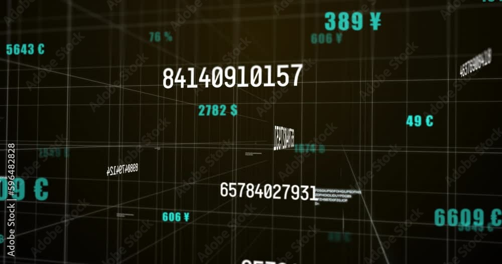 Poster animation of numbers and financial data processing