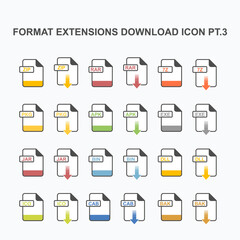 Set of Compueter Format Extension Download Icon - Icon For Web and Graphics Design.