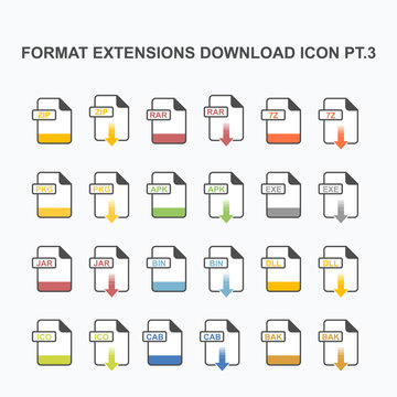 Set of Compueter Format Extension Download Icon - Icon For Web and Graphics Design.