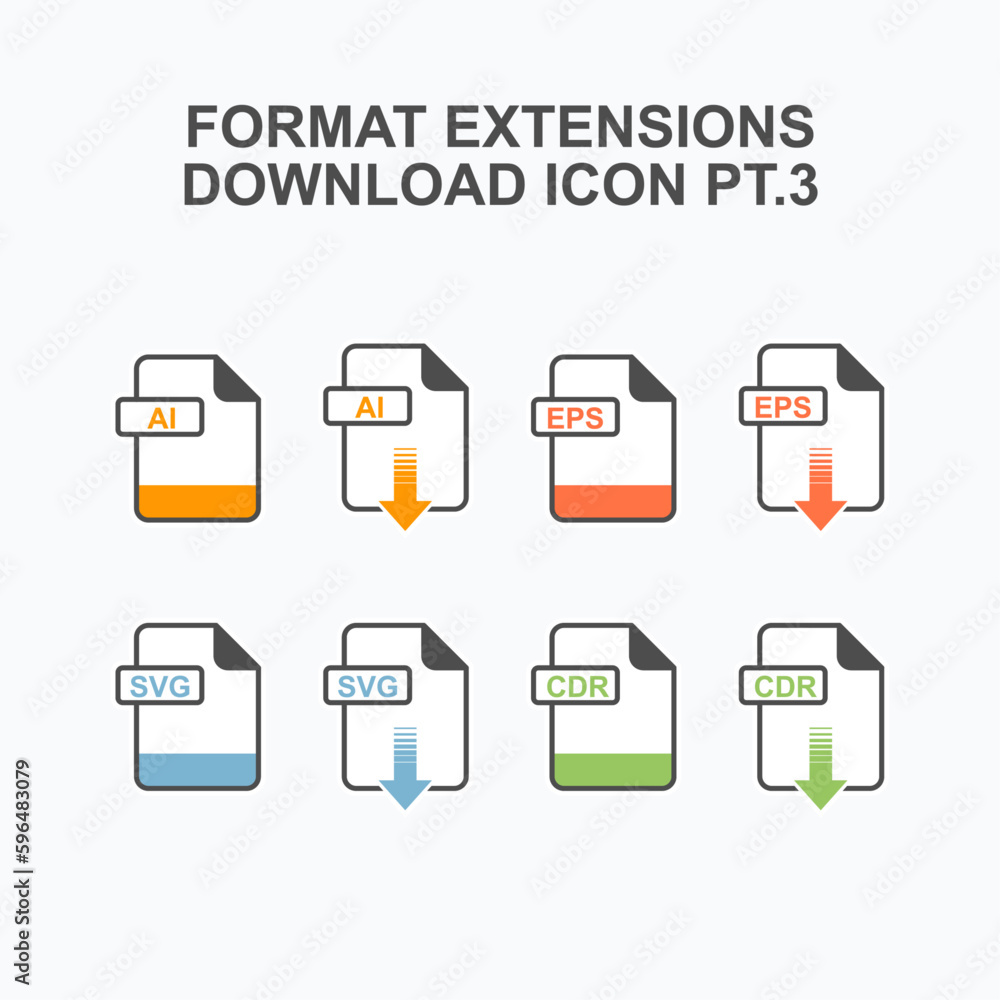 Poster set of graphics format extension download icon - icon for web and graphics design.