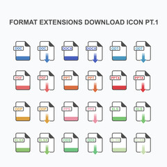 Set of Documents Format Extension Download Icon - Icon For Web and Graphics Design.
