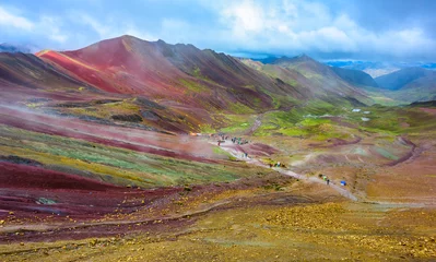 Fotobehang Vinicunca Rainbow mountains trek, Andes, Peru