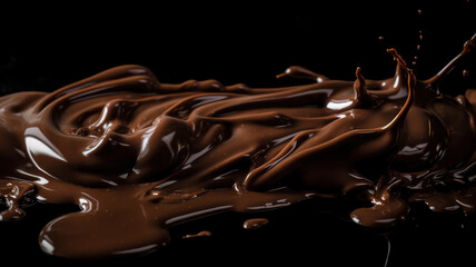 Melted Chocolate Dripping Background, Liquid Chocolate Sauce Surface Close-up Texture for Delicious Desserts and Hot Cocoa Drinks
