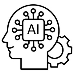 Naklejka premium Artificial Intelligence Thin Line Icon