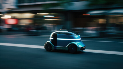 Fototapeta na wymiar High-speed delivery robot on the street, motion blur, created with generative AI technology