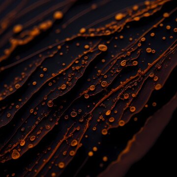 Water drops on a dark background. Close-up macro photography. Abstract wet texture, scattered pure aqua blobs. AI Generated