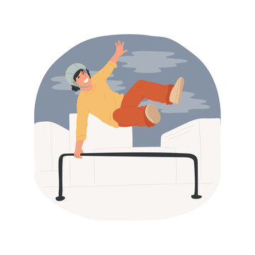 Parkour isolated cartoon vector illustration. Sporty teenage boy making extreme somersault, parkour activity, active lifestyle, athlete performing freestyle tricks outdoors vector cartoon.