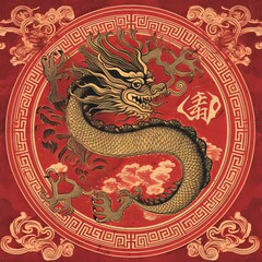 Chinese New Year 2024 with chinese Dragon. Generative AI
