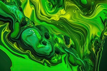 Fototapety  vibrant green and yellow liquid in a glass container. Generative AI