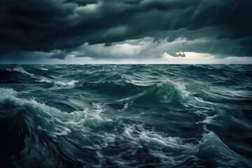 dramatic stormy sky over a stormy ocean. Generative AI