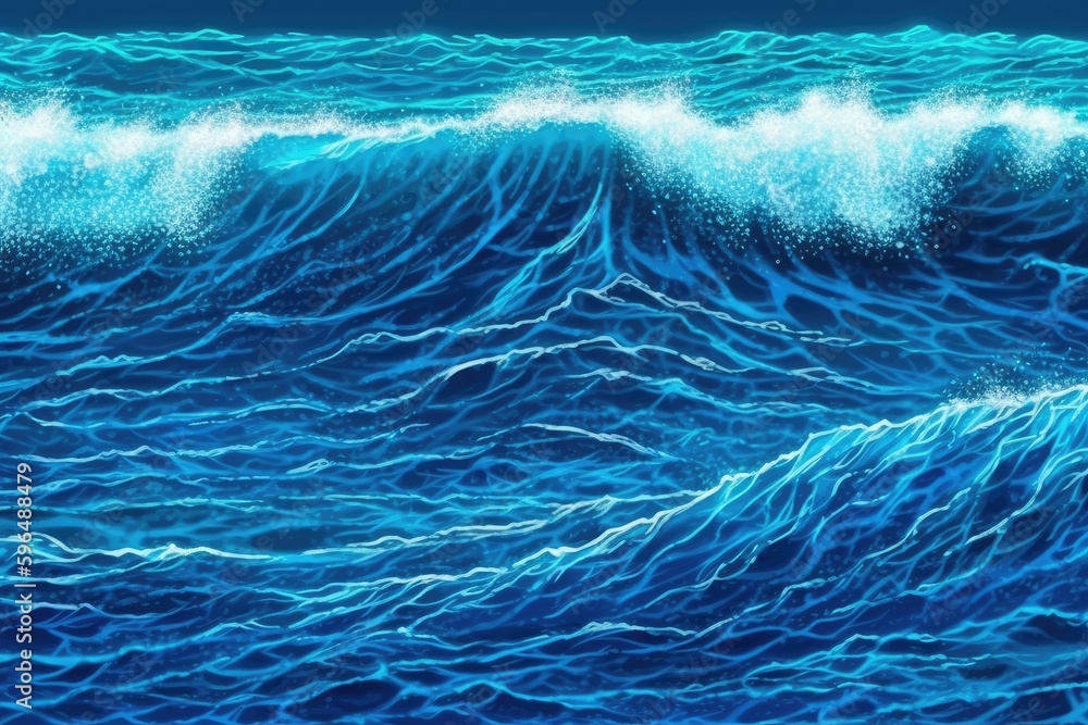 Poster powerful wave crashing in the ocean. generative ai