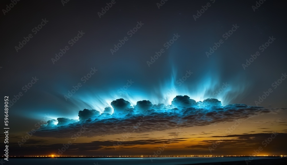 Aufkleber rare occurrences in the weather luminous nighttime clouds clouds that glow in the dark generative ai