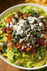 Homemade Gourmet Fancy Guacamole with Toppings