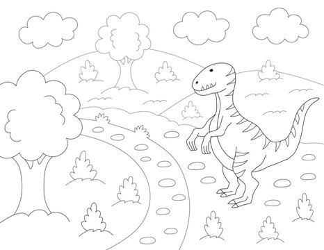 cartoon velociraptor dinosaur coloring page. you can print it on 8.5x11 inch paper