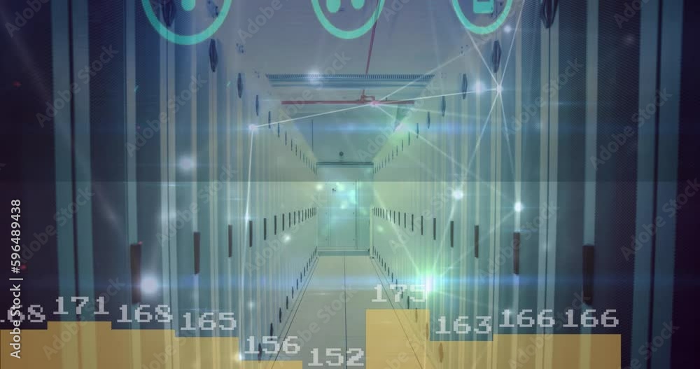 Poster animation of computer servers and data processing