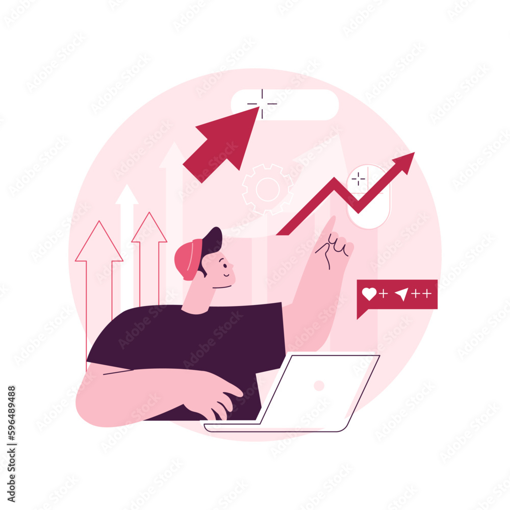 Aufkleber click tracking abstract concept vector illustration. clients behavior control, user-friendly ad, cli