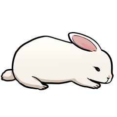 Illustration of a simple and realistic white rabbit