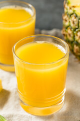 Cold Refreshing Yellow Pineapple Juice