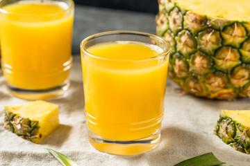 Cold Refreshing Yellow Pineapple Juice