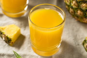 Cold Refreshing Yellow Pineapple Juice