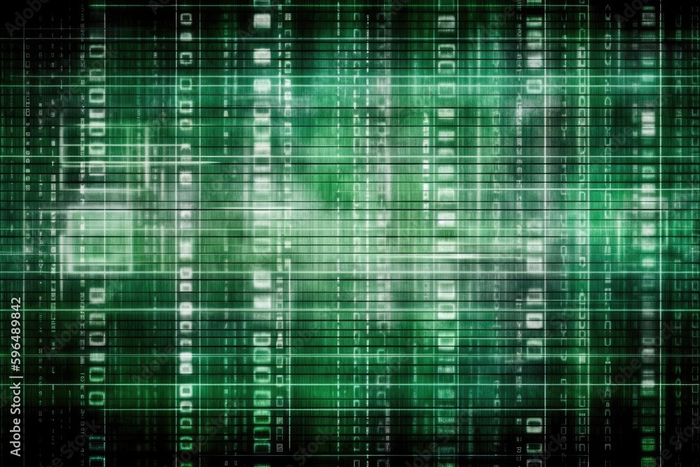 Aufkleber digital matrix with green and black colors and numerous numbers. generative ai