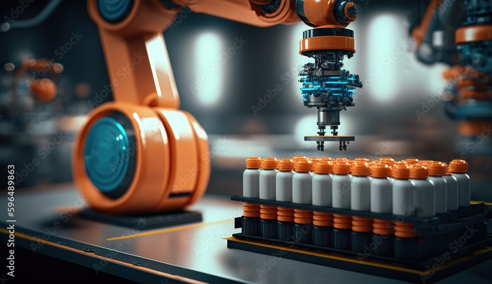 Poster the robotic arm has been installed at the factory. generative ai