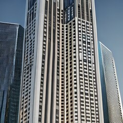 Fototapeta na wymiar 2 An Art Deco-style skyscraper with geometric shapes and intricate details3, Generative AI