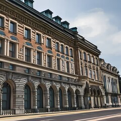 Fototapeta na wymiar 17 A Second Empire-style government building with a mansard roof and ornate decoration1, Generative AI