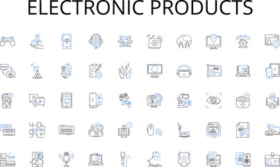 Fototapeta na wymiar Electronic products line icons collection. Education, Research, Intelligence, Learning, Academy, Scholars, Innovation vector and linear illustration. Curriculum,Expertise,Scholarship Generative AI