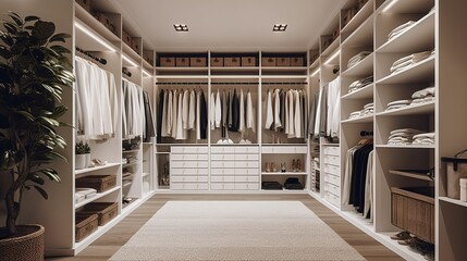 Fototapeta premium Large luxury men's dressing room. AI generated