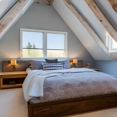 17 A cozy attic bedroom with sloped ceilings, built-in storage, and a cozy reading nook5, Generative AI