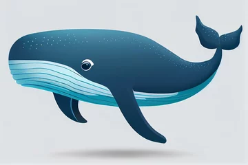 Foto op Canvas Big blue whale cartoon animal design biggest mammal on earth flat vector illustration isolated on white background - Stock Illustration, generative AI © Jose R.Vazquez