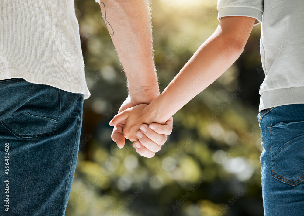 Poster I want to grow old by your side. Cropped shot of an unrecognizable couple holding hands.