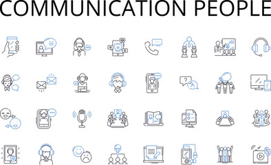 Communication people line icons collection. Correspondence, Conversation, Interaction, Dialogue, Exchange, Discourse, Collaboration vector and linear illustration. Generative AI