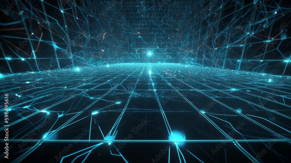 Poster A Network Grid Fusion background. Generative ai