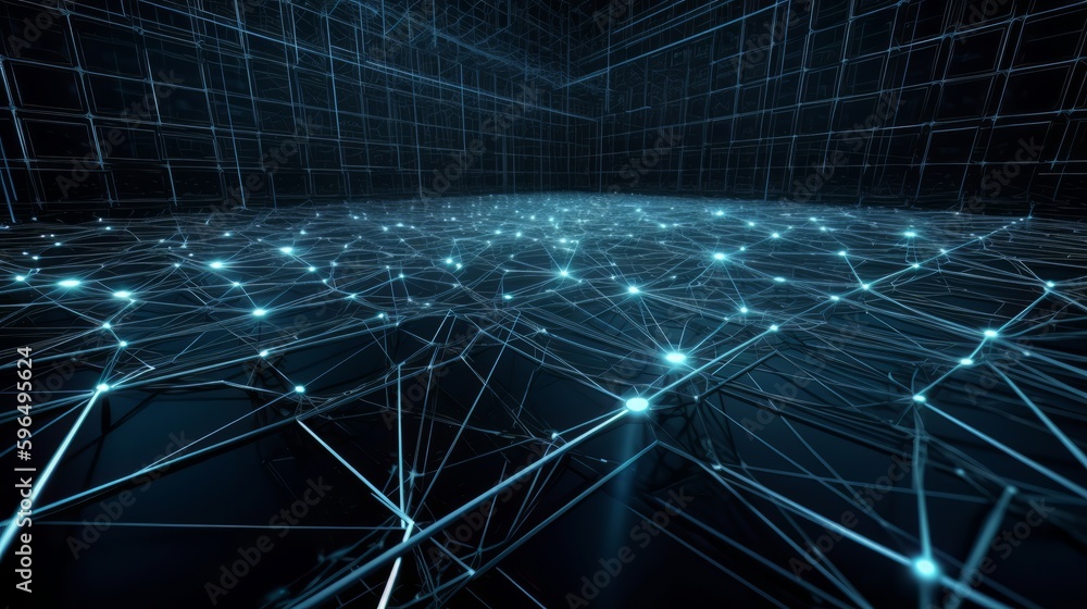Poster A Network Grid Fusion background. Generative ai