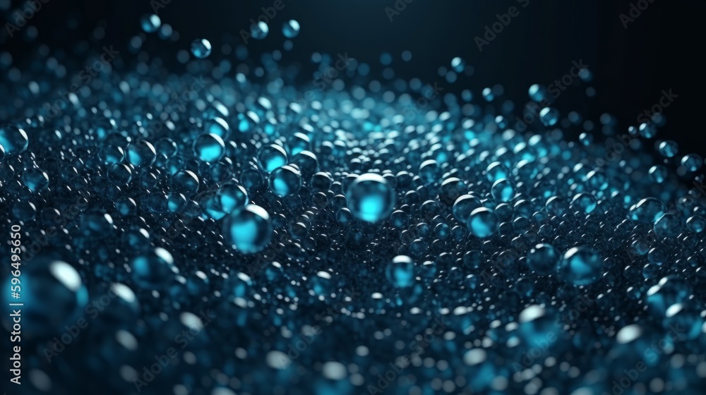 Aufkleber Digital dynamic cyber wave. Abstract futuristic blue background with dots and lines. Big data visualization. 3D rendering. Generative ai