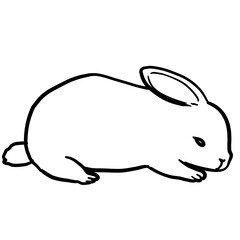Line drawing of a simple and realistic sleeping rabbit line drawing